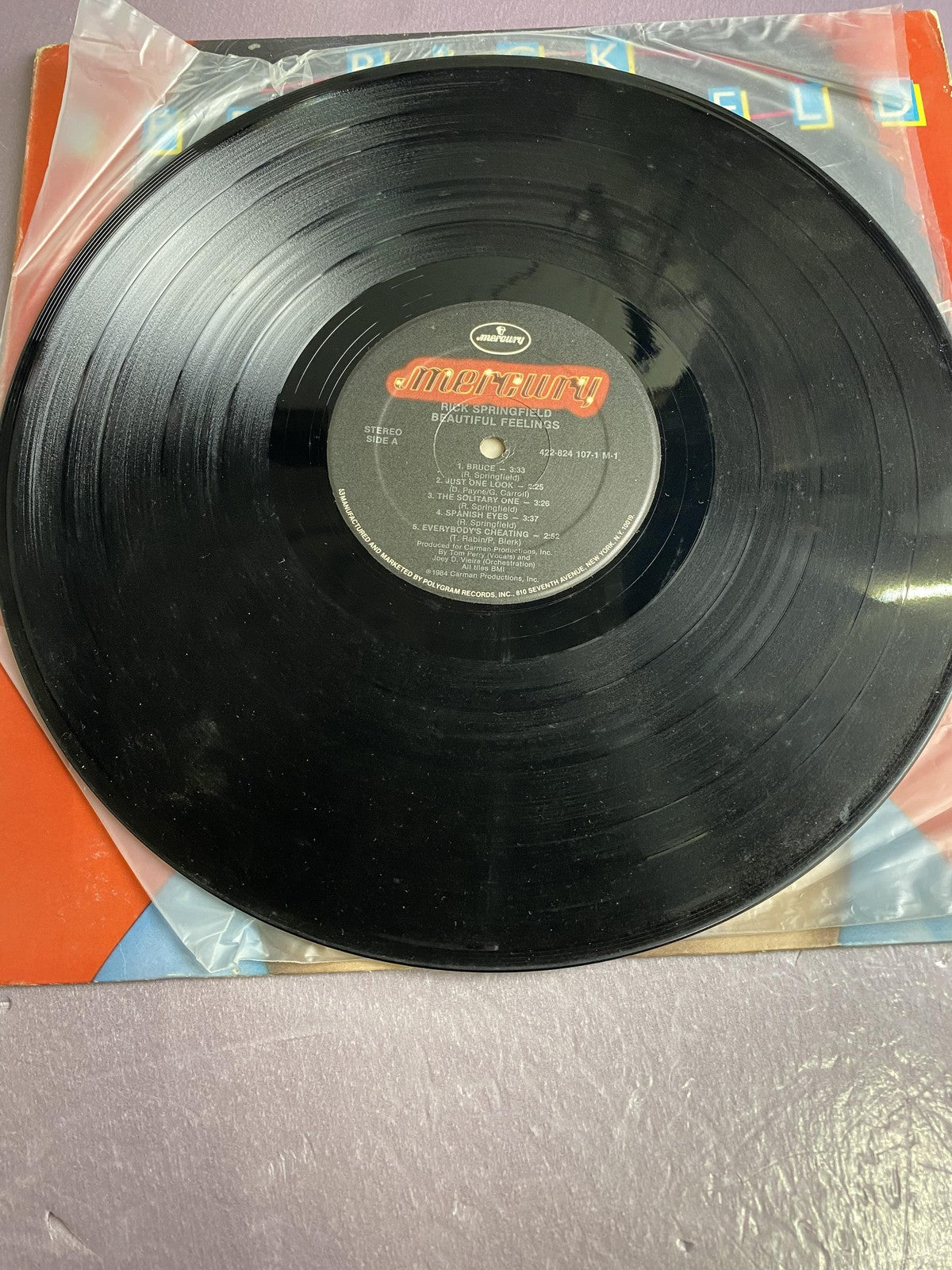 Vintage Rick Springfield Beautiful Feelings Vinyl LP 1984 Mercury Pop Rock
