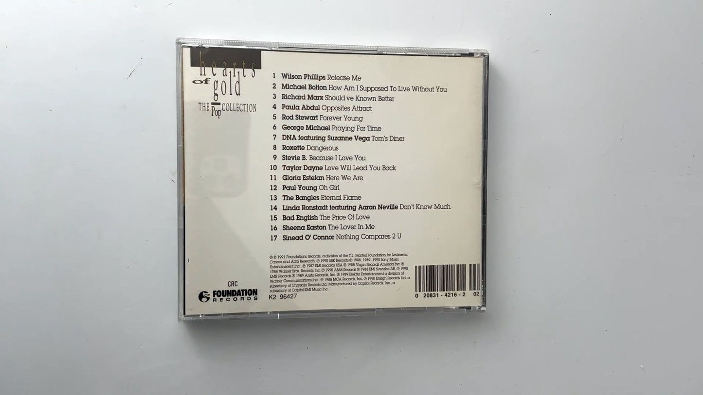 Hearts of Gold The Pop Collection CD 1991 Charity Compilation Pop Foundation