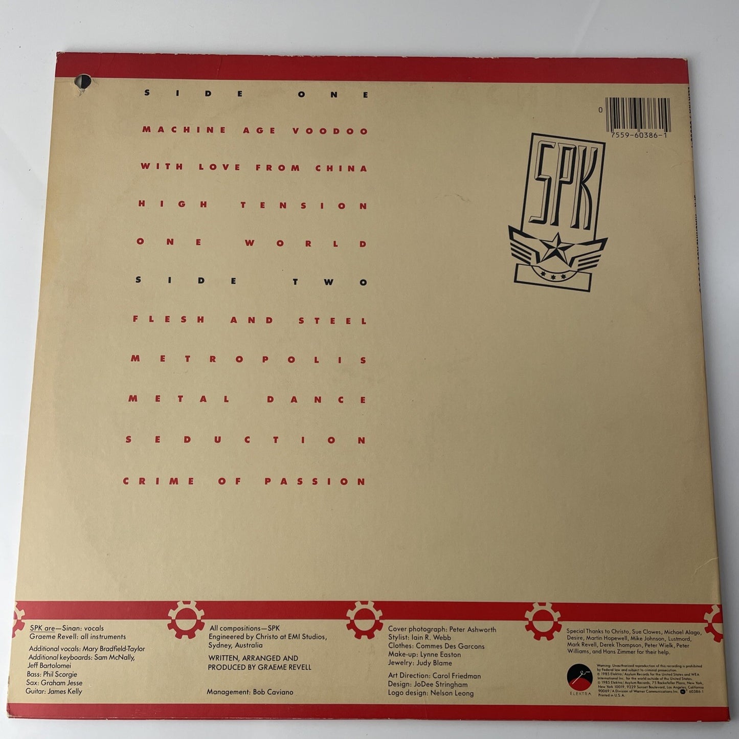S.P.K. SPK - Machine Age Voodoo LP Vinyl Elektra Records Metal Dance 1985 VG