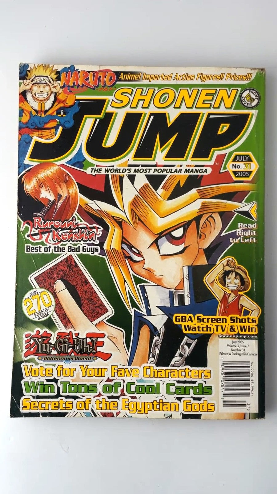 Shonen Jump July 2005 Vol 3 No 7 Naruto Yu-Gi-Oh! Rurouni Kenshin NO CARD