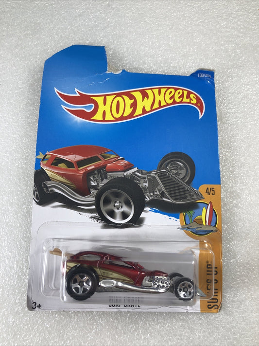 2017 HOT WHEELS  ''SURF`S UP'' #100 = SURF CRATE = BURGANDY  4/5