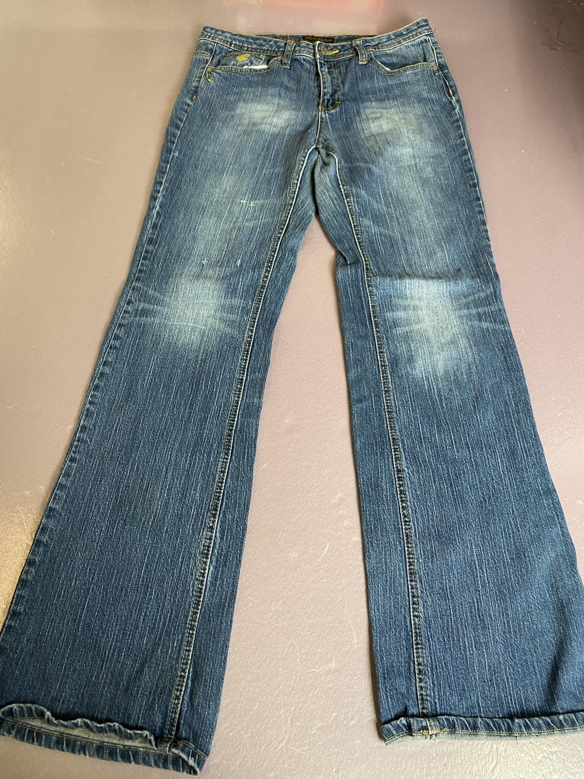 Rocawear Jeans Juniors 11 Blue Bootcut Mid Rise Studded Stretch Denim Pants