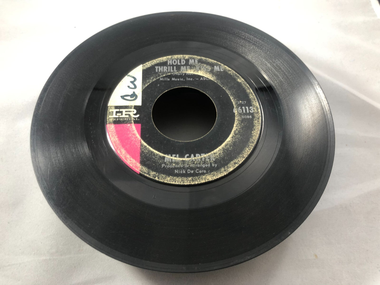 45 RPM Vinyl Record Mel Carter Hold Me, Thrill Me, Kiss Me (G) MISPRINT ERROR