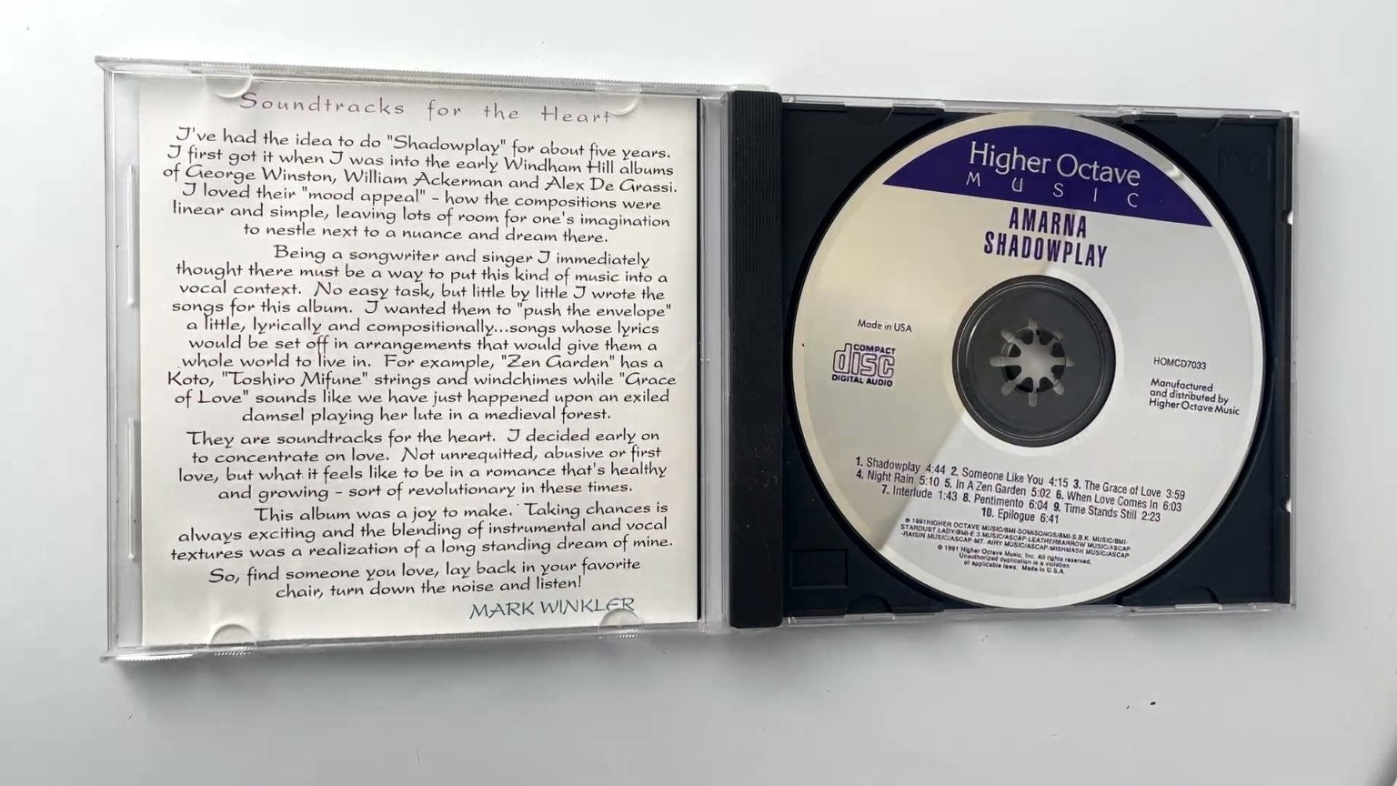 Amarna - Shadowplay CD 1991 Vocal New Age Higher Octave Music