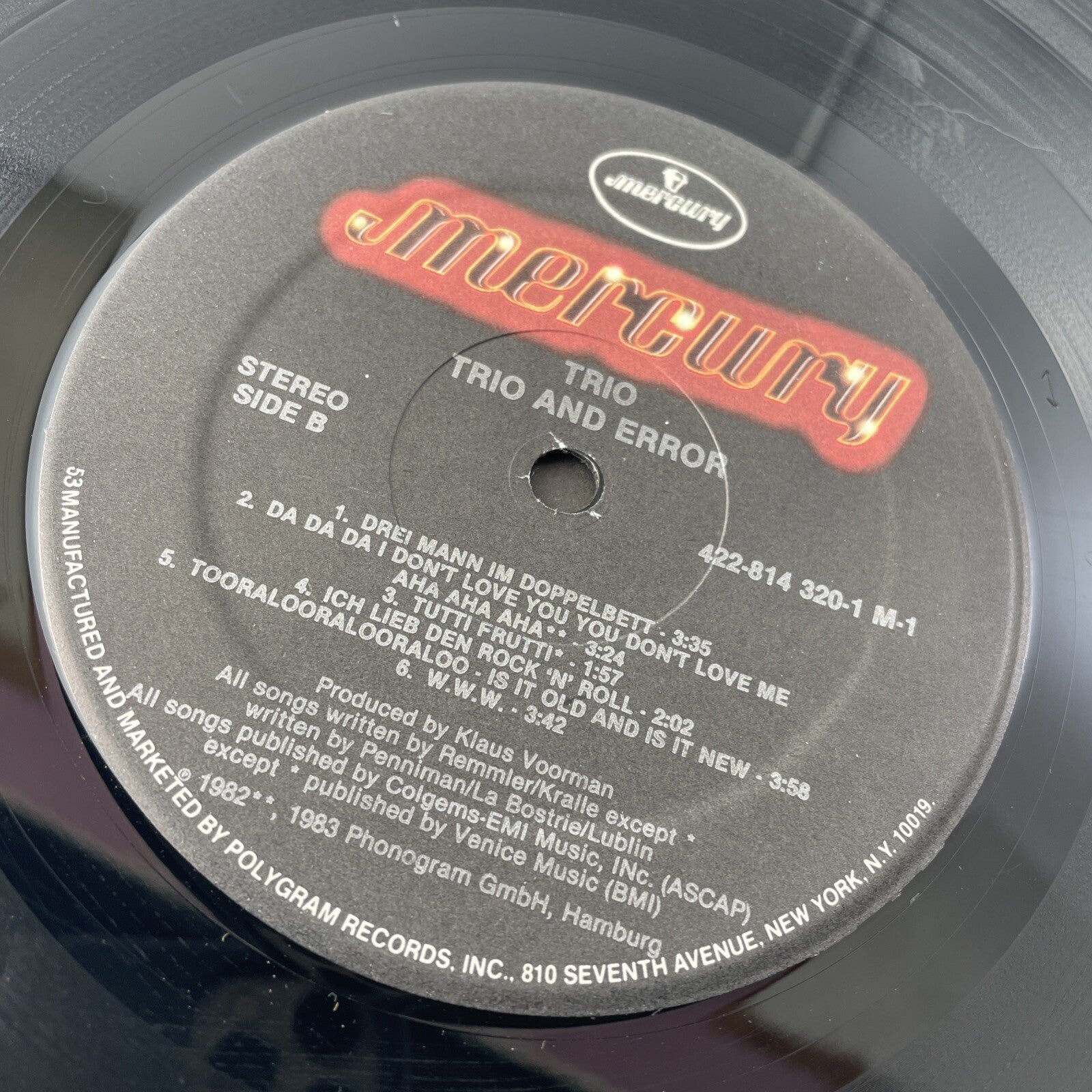 Trio - Trio and Error LP. 814 320-1. Mercury.  1983. VG vinyl -nice Rare Vintage