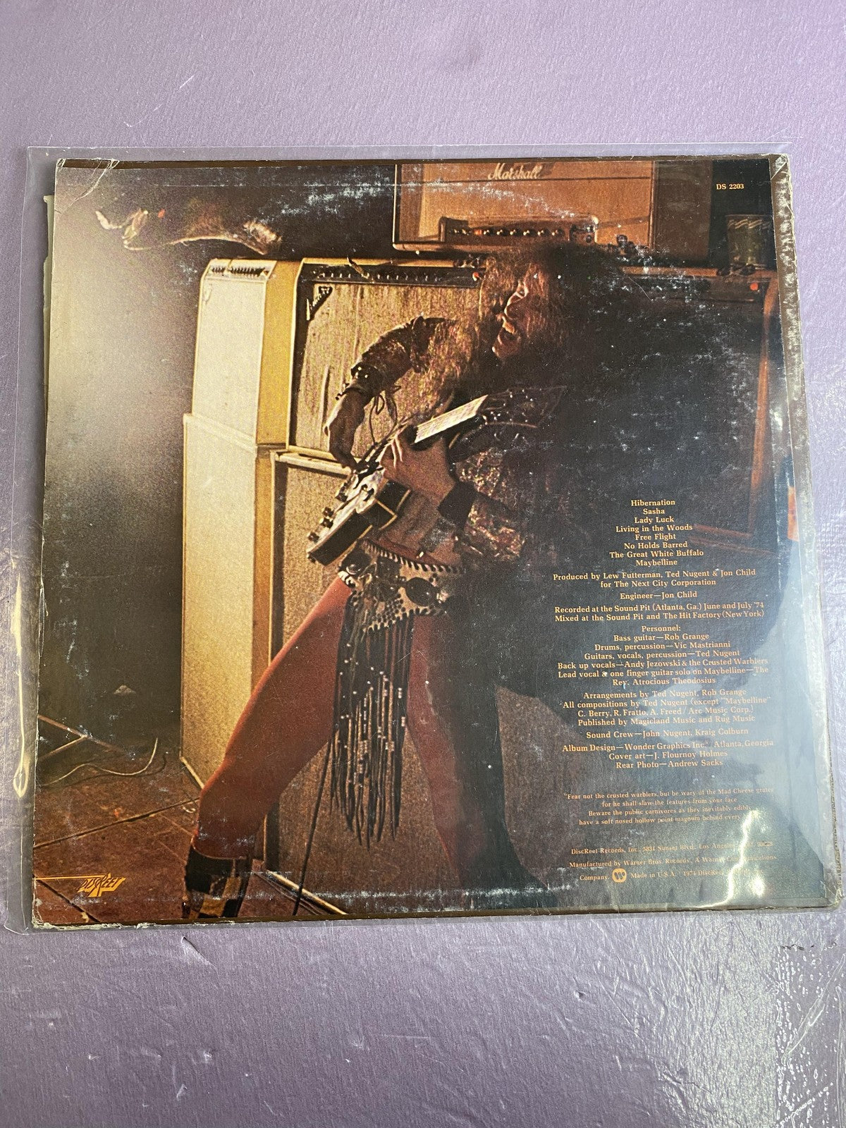 Vintage Ted Nugent's Amboy Dukes Tooth Fang & Claw Vinyl LP 1974 DiscReet Rock