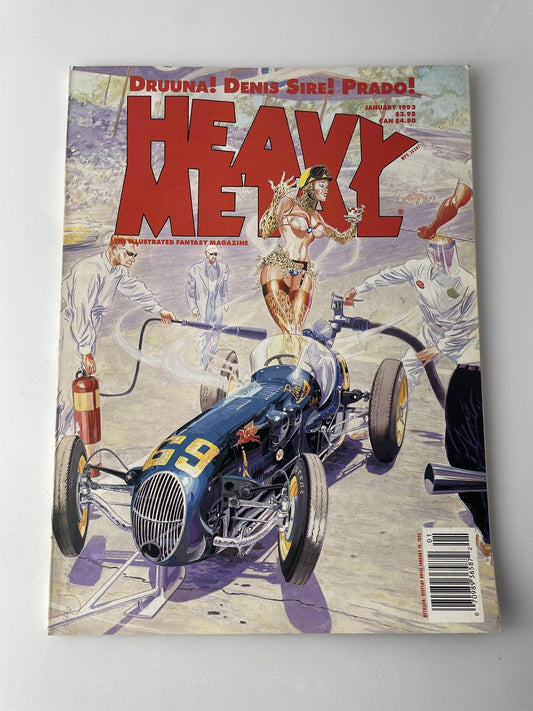 Vintage Heavy Metal Magazine January 1993 Sci-Fi Fantasy Comic Druuna Car Racing
