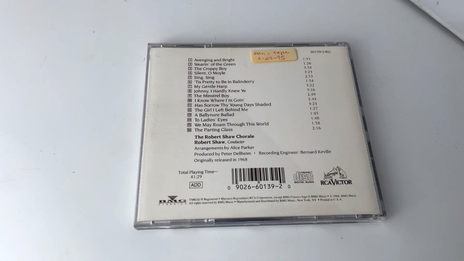 Robert Shaw Chorale - Irish Folk Songs CD 1968 RCA Victor Classical