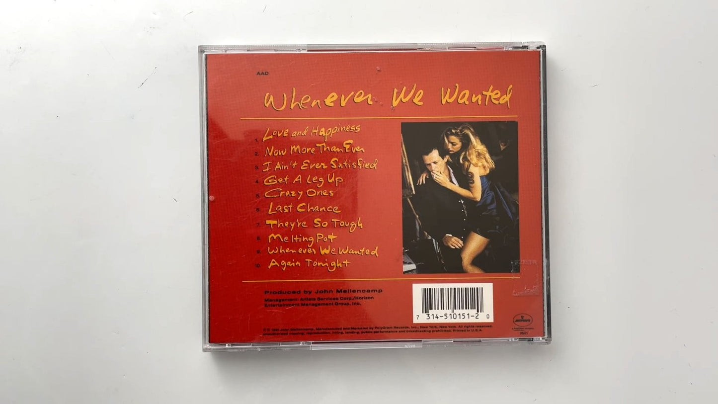John Mellencamp - Whenever We Wanted CD 1991 Rock Mercury