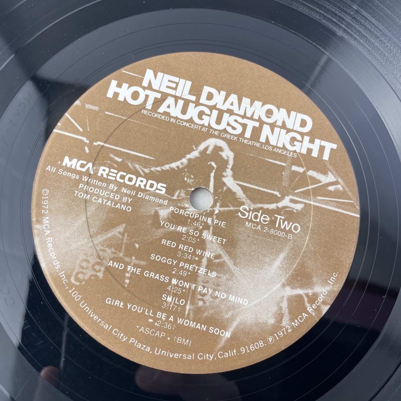 Neil Diamond - Hot August Night Vinyl Records 1972, MCA Records MCA 2-8000 EX!