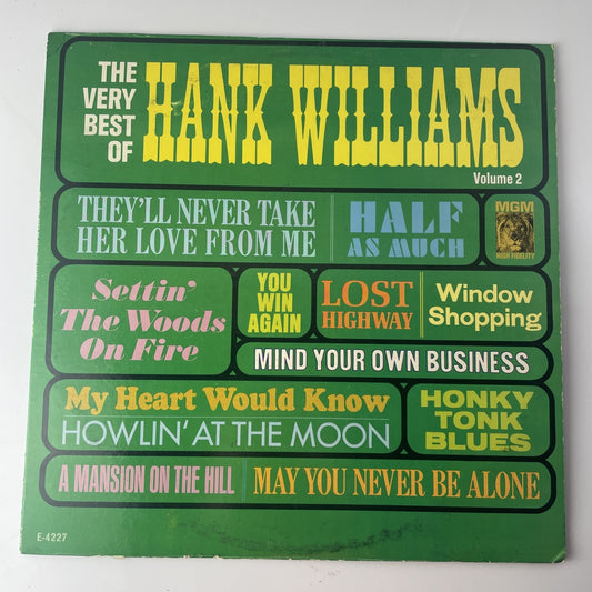 Hank Williams Vinyl LP, MGM Records, 1964, E-4227, The Very Best of... Vol. 2~VG