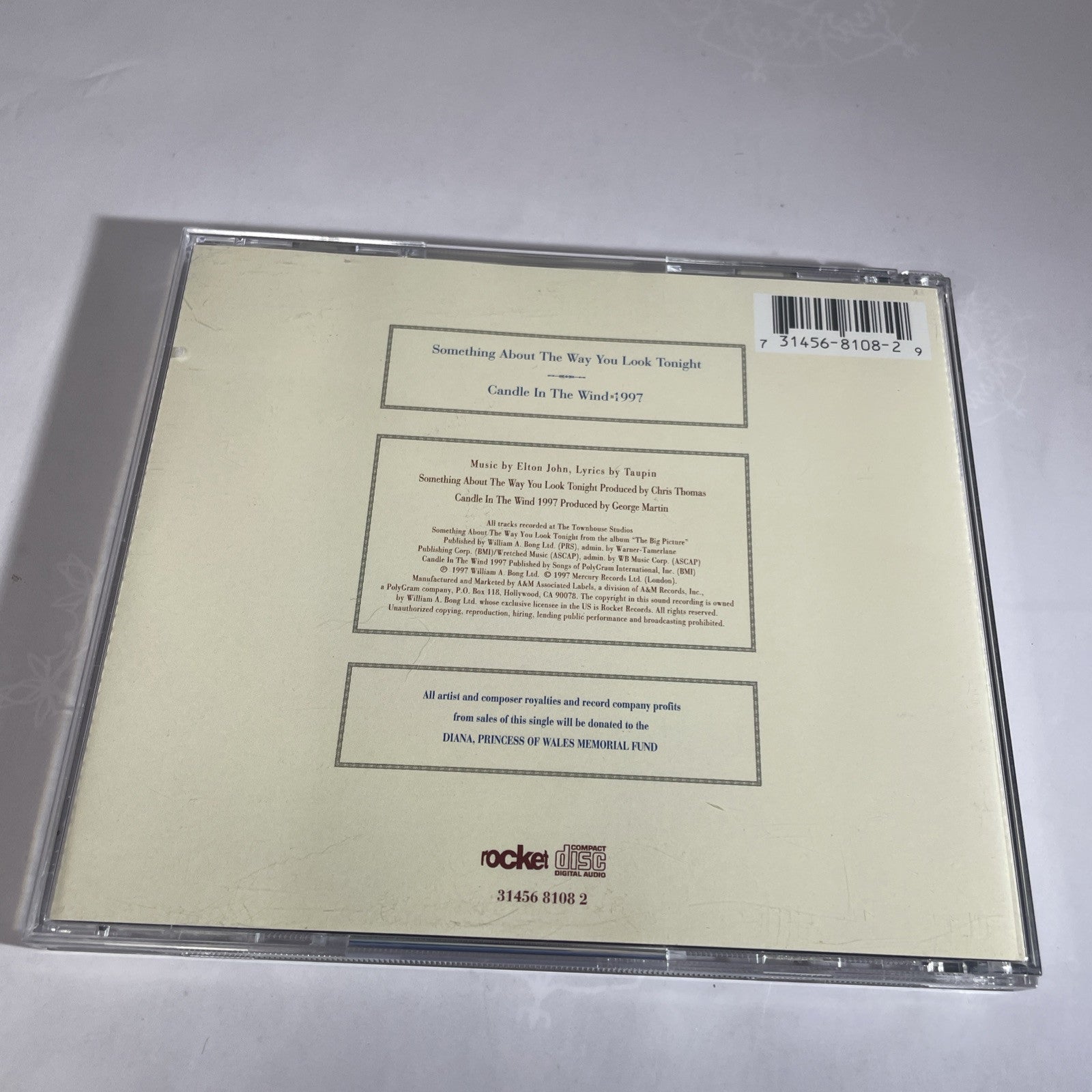 Elton John Candle In The Wind 1997 CD in Memory of Diana Princess of Wales