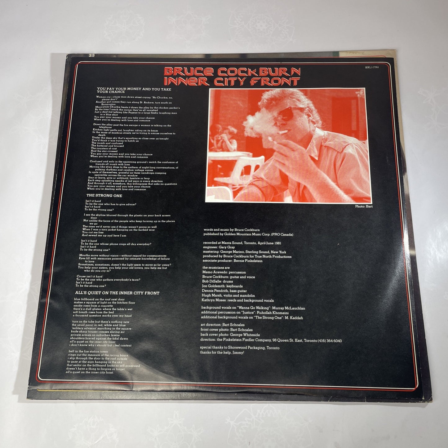 BRUCE COCKBURN Inner City Front LP CANADA Import True North w/ Inner VG