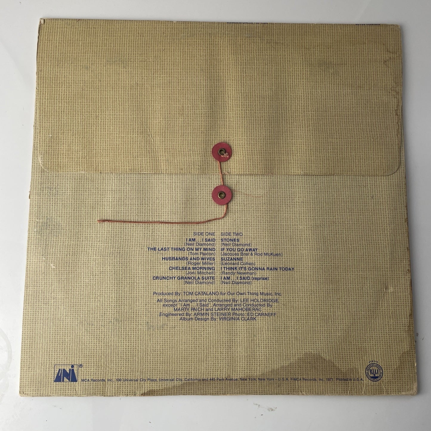 Neil Diamond - Stones LP Vinyl Record 1971 1st Pressing MCA 93106 w/ Envelope