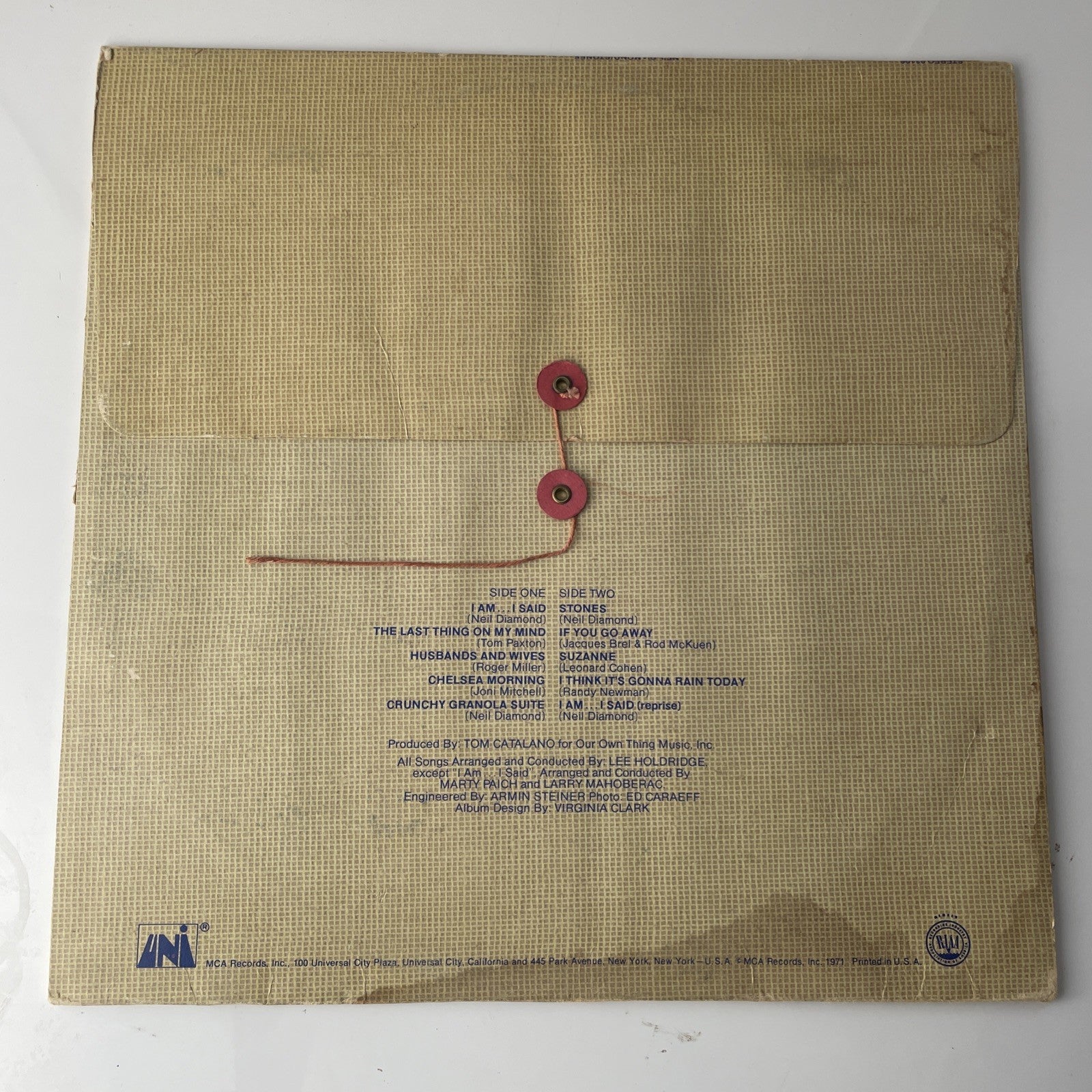 Neil Diamond - Stones LP Vinyl Record 1971 1st Pressing MCA 93106 w/ Envelope