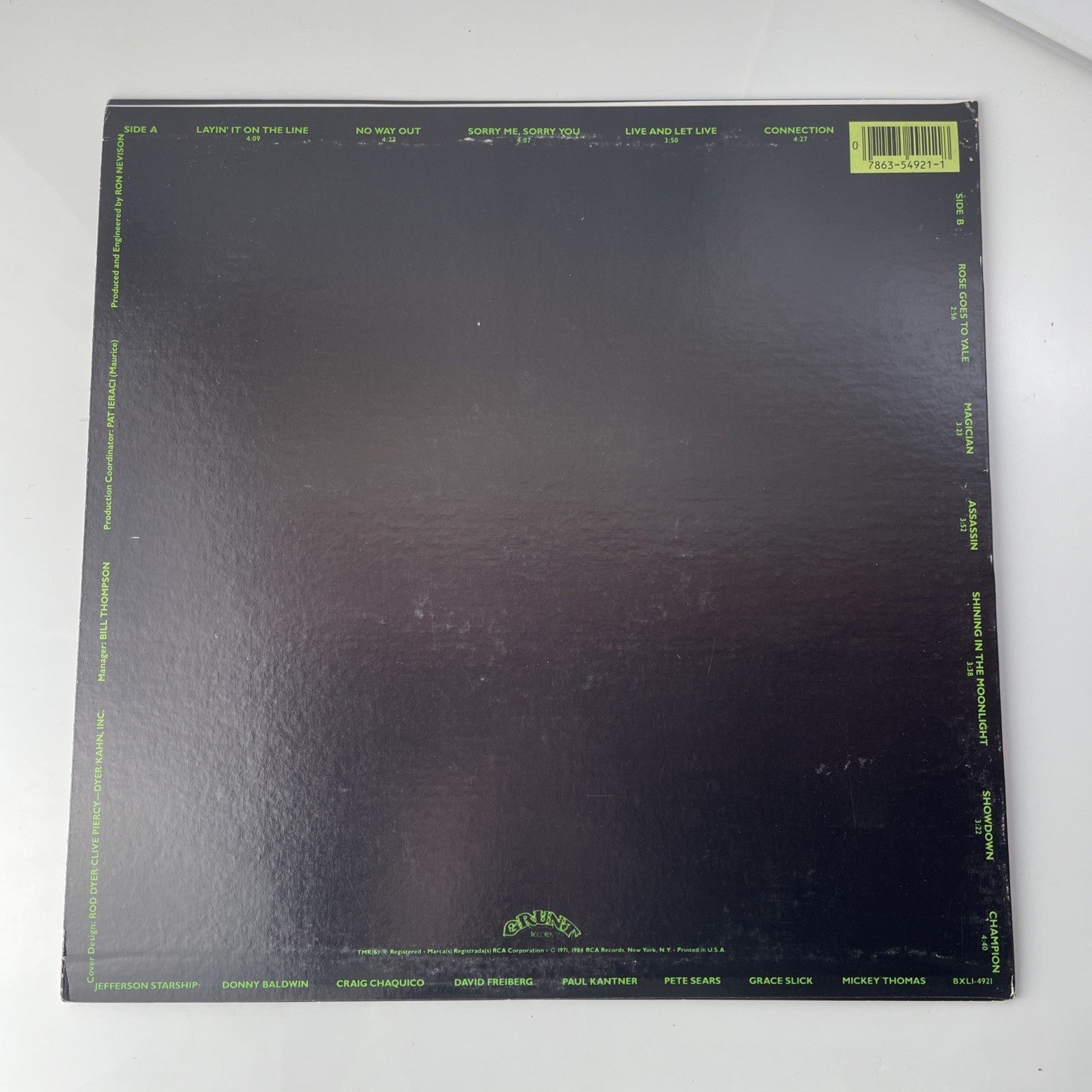 Jefferson Starship ‎– Nuclear Furniture - 1984 Grunt BXL1-4921 Rock Vinyl LP VG