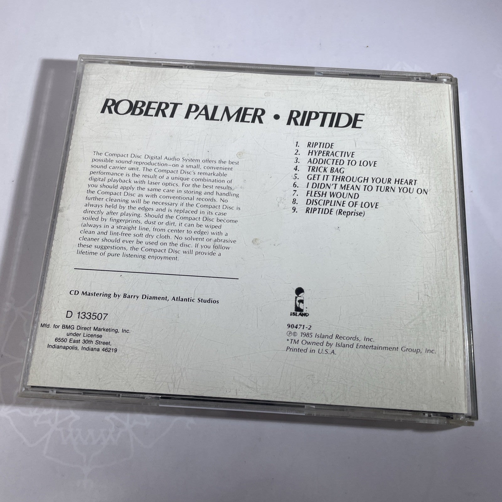 Robert Palmer *Riptide *CD *NM/NM *Island *A2 90471 *CLUB *CRC *CLASSIC POP ROCK