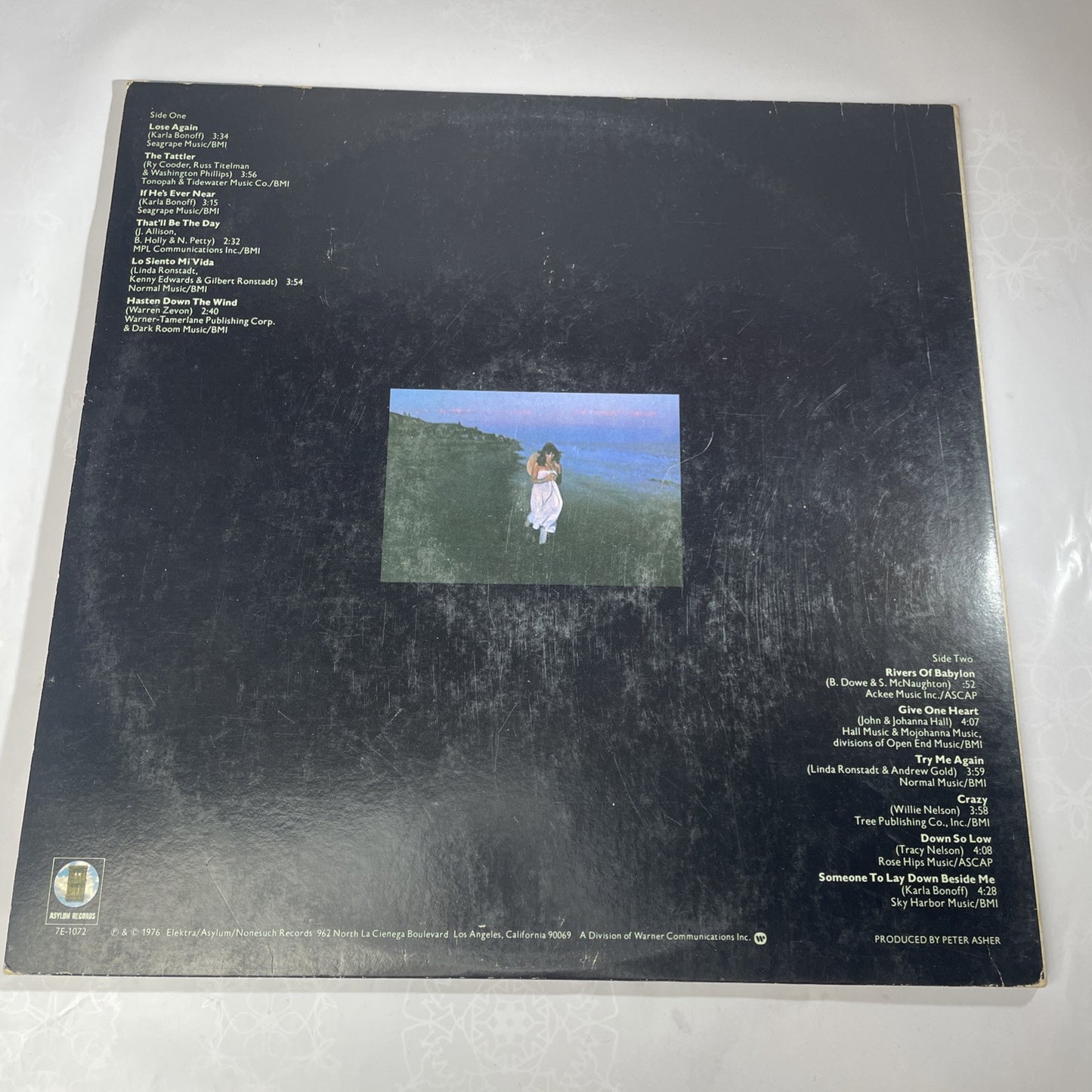 Linda Ronstadt Hasten Down The Wind Vinyl Record LP Asylum Records 7E-1072B