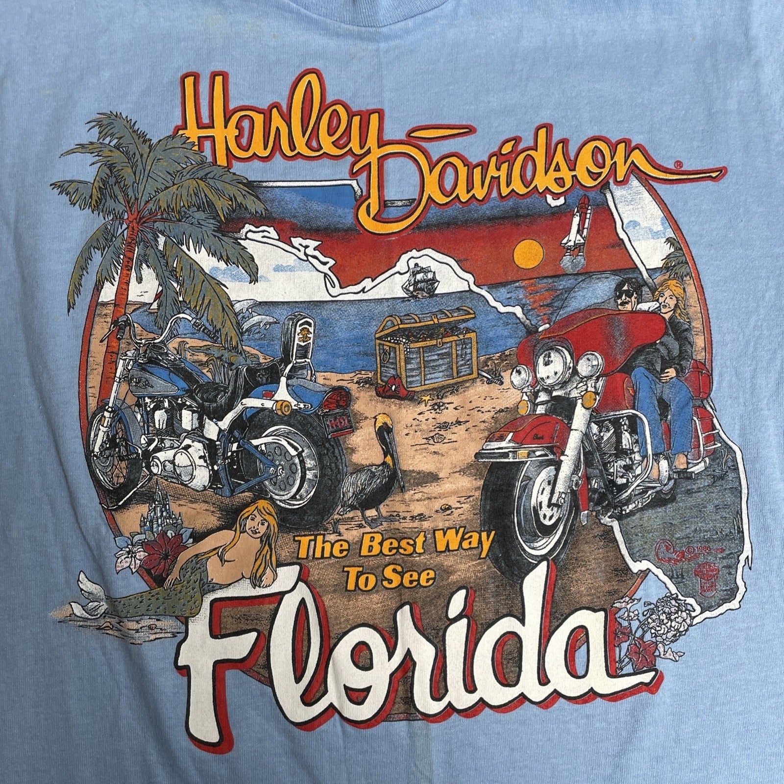 Harley Davidson vintage 80s M t shirt Dick Farmer's Orlando Florida Blue