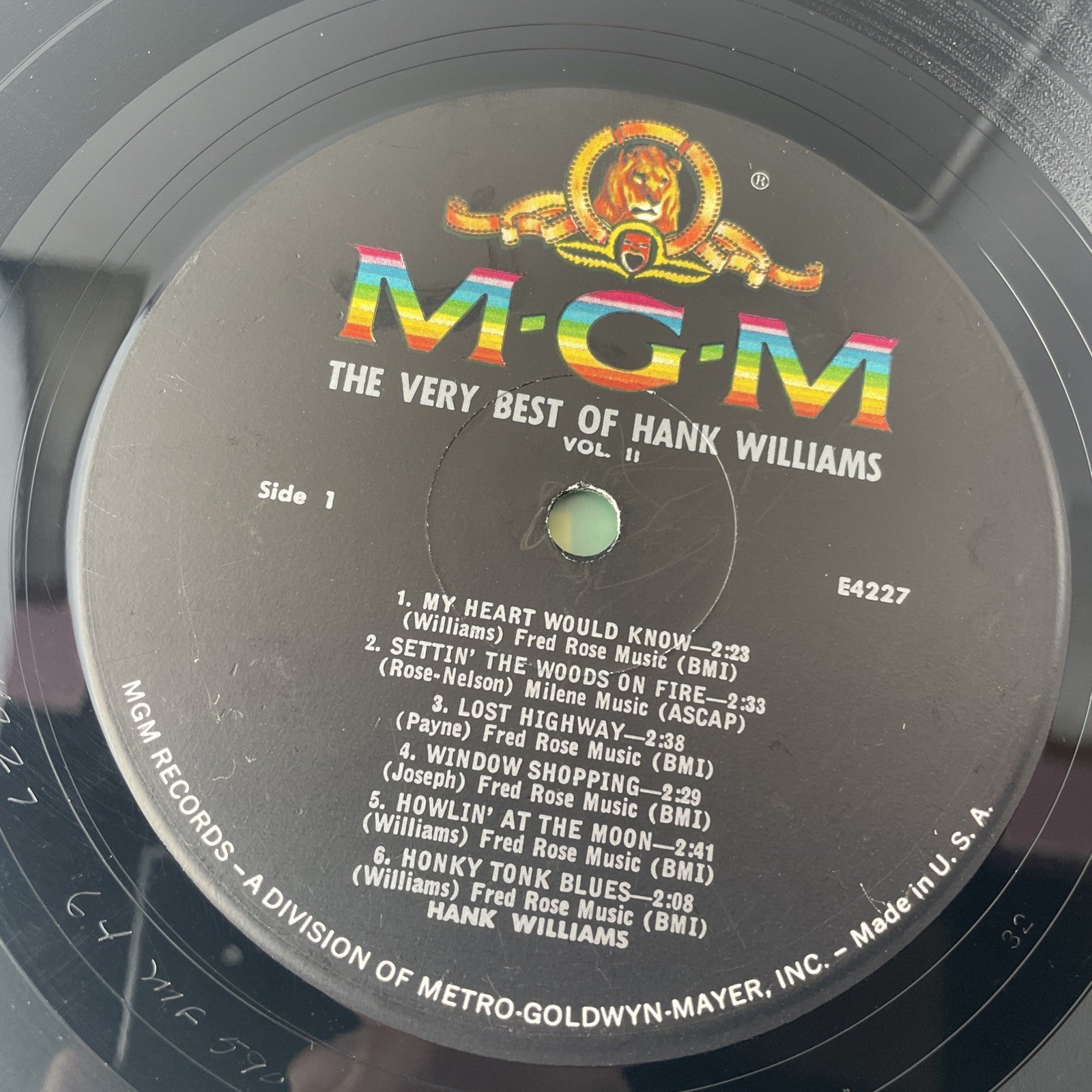 Hank Williams Vinyl LP, MGM Records, 1964, E-4227, The Very Best of... Vol. 2~VG