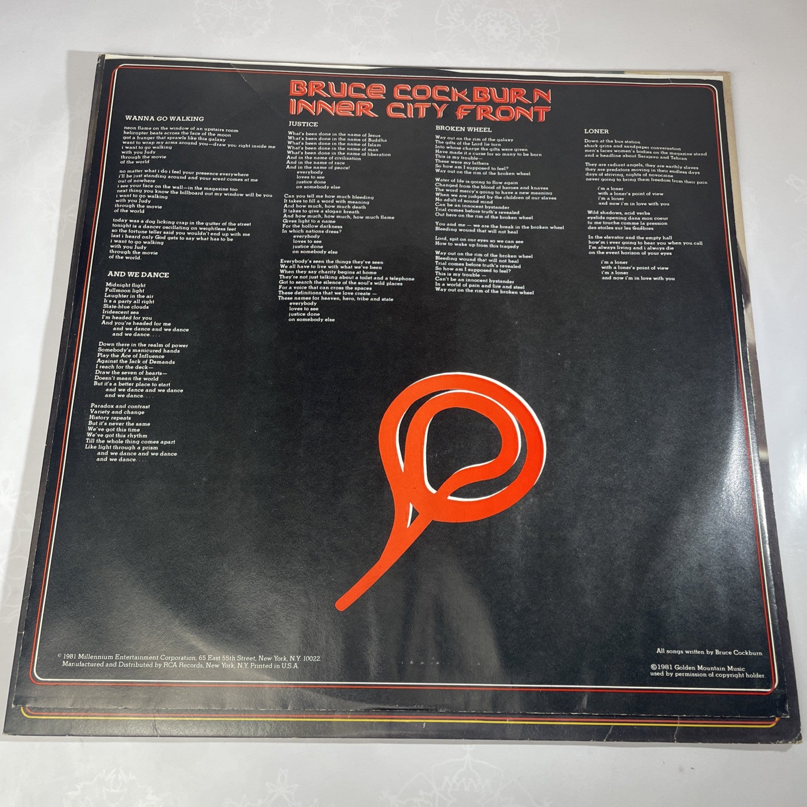BRUCE COCKBURN Inner City Front LP CANADA Import True North w/ Inner VG