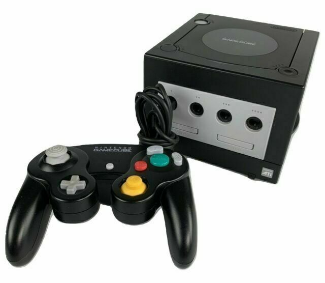 Nintendo GameCube Black Console DOL-001 TESTED Cables 2 Controllers 1 Oem